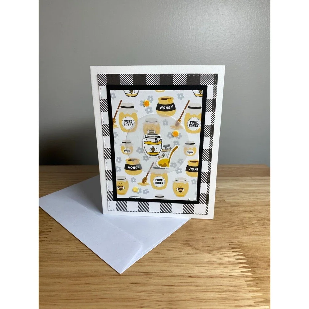 Bee & Honey Greeting Card – Handmade A2 Card – All Occasion Blank Card
